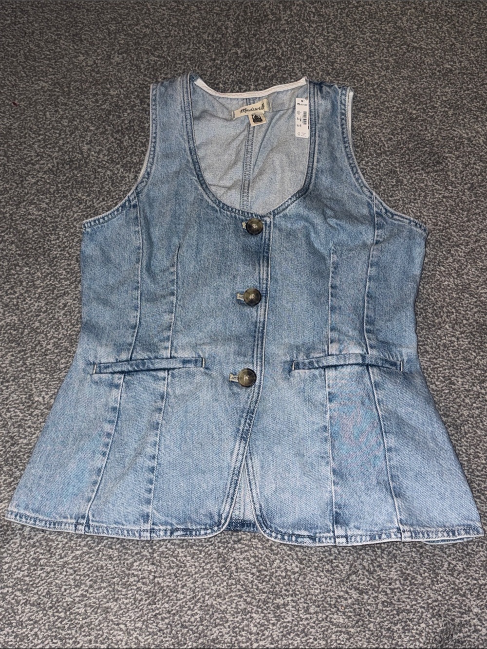 Madewell Light Blue Denim Button Vest